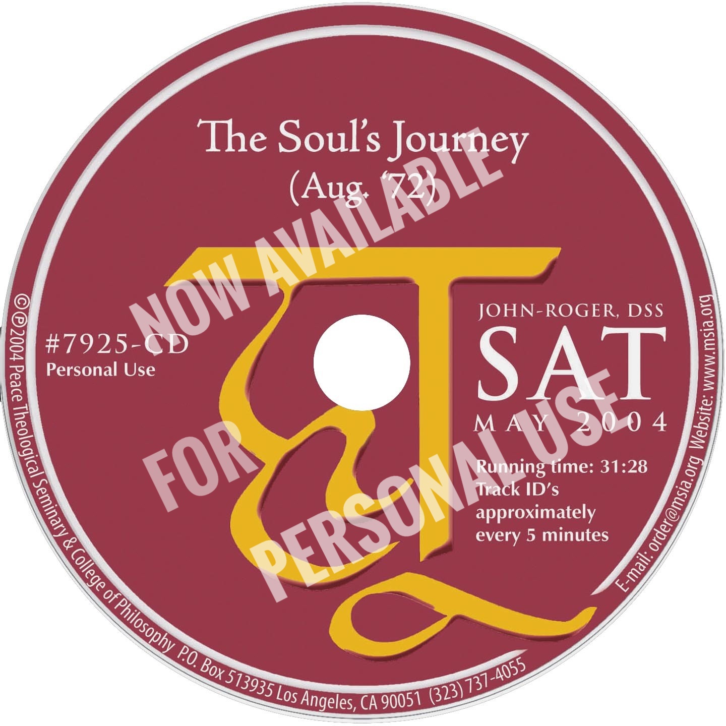 The Soul’s Journey (Aug. ’72) | MSIA Store 